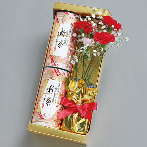 【母の日】最高金賞受賞記念新茶と生花カーネーションセット【受注締め切り日：2026/4/29】