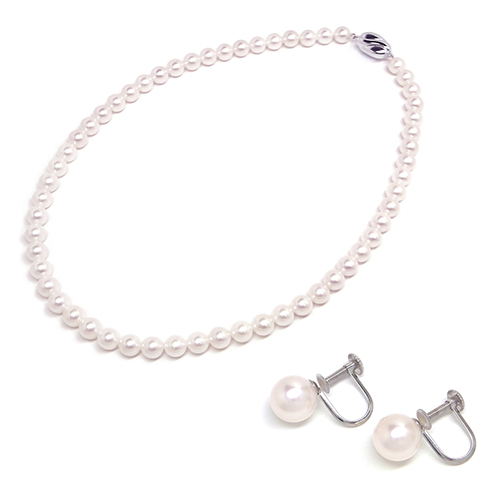 ＜ミワ＞アコヤパールネックレス7.0-7.5mm＆イヤリング