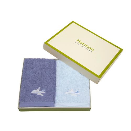 ＜ホットマン＞ANAショッピングオリジナル飛行機刺繍入り　タオルセット（ハンドタオル２枚）