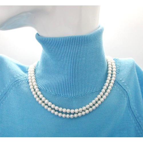 ＜グランブルー＞ベビーパールロングネックレス