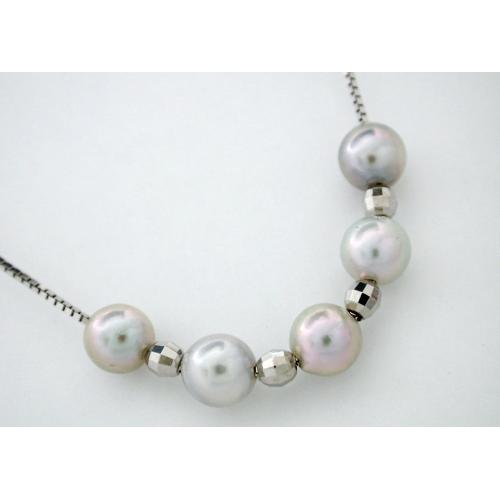 ＜グランブルー＞アコヤ真珠ナチュラルグレーネックレス