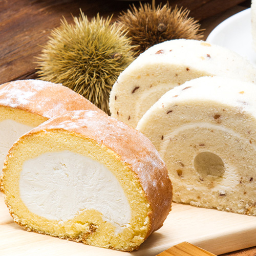 ＜新杵堂＞スーパースターロール＆渋皮栗入り栗きんとんロール