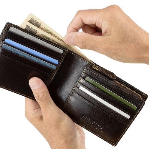 ＜ミラグロ＞23ポケット二つ折り財布