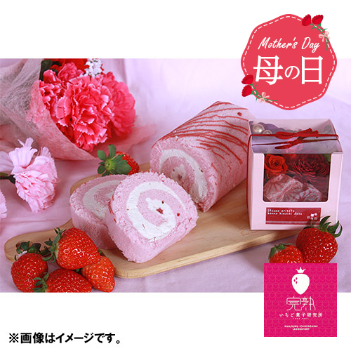 【母の日】＜完熟いちご菓子研究所＞完熟いちごロールとプリザーブドフラワーのセット　※送料込【受注締め切り日：2026/5/3】