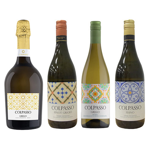 幾何学模様が鮮やかな、太陽の島シチリアのワイン4本セット