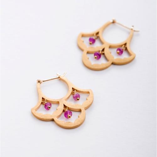 ＜HASUNA＞＊7月誕生石 luxe パターンピアス ルビー