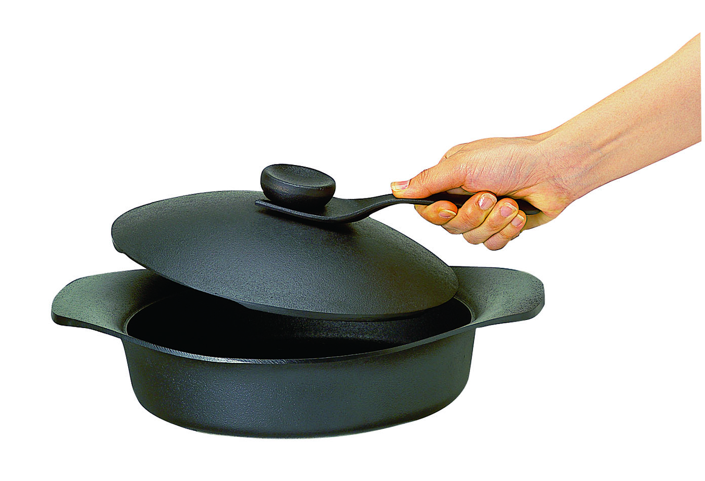 ＜柳宗理＞南部鉄器浅型22㎝鉄蓋ハンドル付き（121520060020）