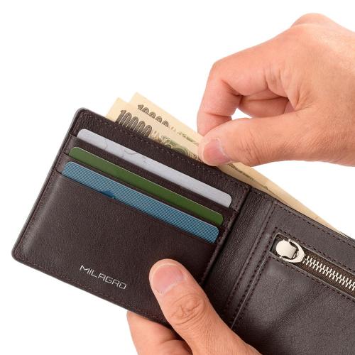 ＜ミラグロ＞姫路シュリンクレザー・スマートウォレット(小銭入れあり)