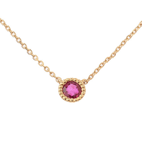 ＜ミワ＞K18イエローゴールドルビーネックレス