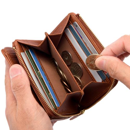 ＜ANON＞バケッタレザー・Ｌ字ファスナー二つ折り財布