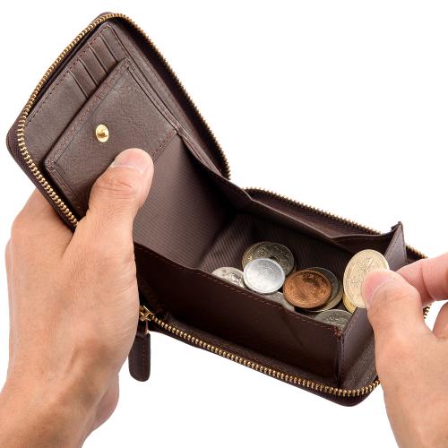 ＜ANON＞バケッタレザー・ラウンドファスナー二つ折り財布