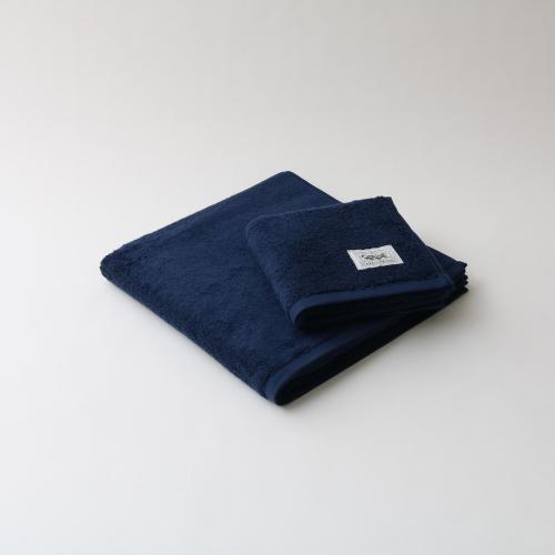 ＜テネリータ＞超甘撚りバスタオルロング・フェイスタオルセット（ネイビー）