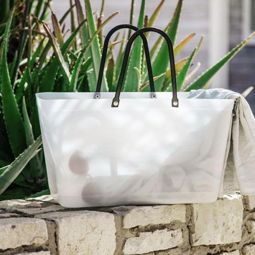 ＜HINZA＞スウェーデン製エコバッグ 再生プラスチック マットクリア