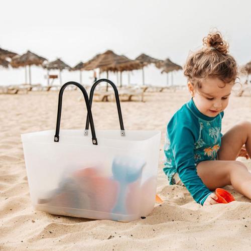 ＜HINZA＞スウェーデン製エコバッグ 再生プラスチック マットクリア