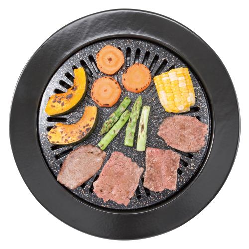 ＜ベストコ＞マーブルダイヤモンドコート焼肉プレート丸型33cm ND-5081