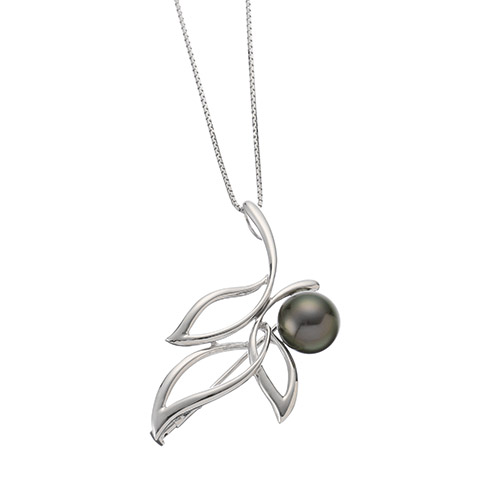 ＜ミワ＞クロチョウパールリーフブローチ