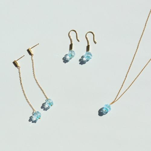 ＜HASUNA＞＊3月誕生石 Luxe Essence フックピアス アクアマリン&アパタイト