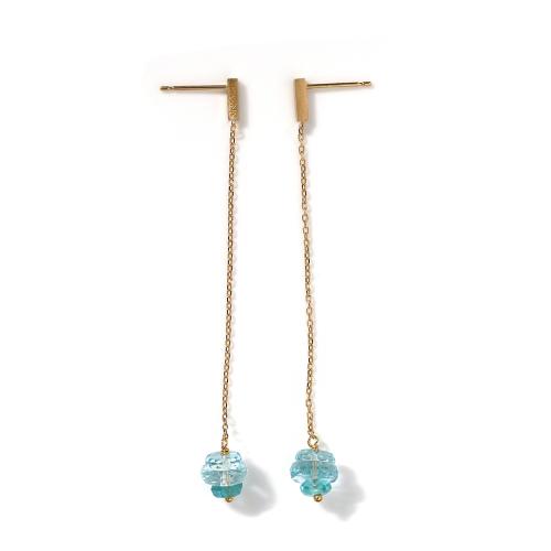 ＜HASUNA＞＊3月誕生石 Luxe Essence ロングピアス アクアマリン&アパタイト