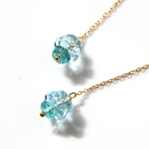 ＜HASUNA＞＊3月誕生石 Luxe Essence ロングピアス アクアマリン&アパタイト