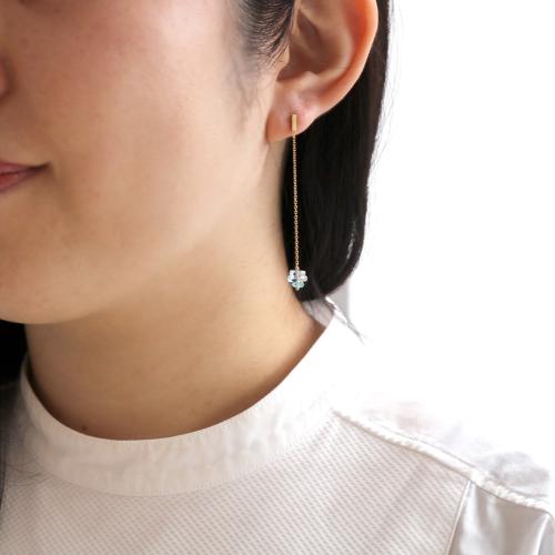 ＜HASUNA＞＊3月誕生石 Luxe Essence ロングピアス アクアマリン&アパタイト