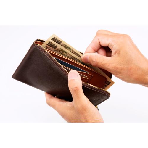 ＜池之端銀革店＞イタリアンレザー・L字ファスナー長財布