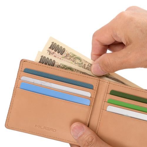 ＜ミラグロ＞姫路グレージングレザー・スマートウォレット(小銭入れなし)