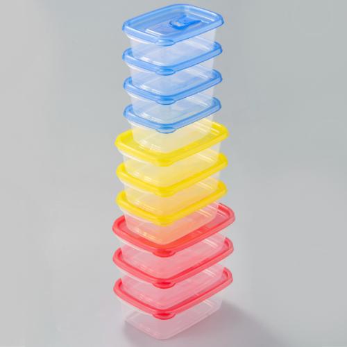 【日用雑貨】フラップ付カラフル保存容器 10個組
