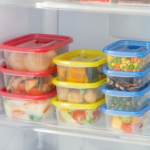 【日用雑貨】フラップ付カラフル保存容器 10個組