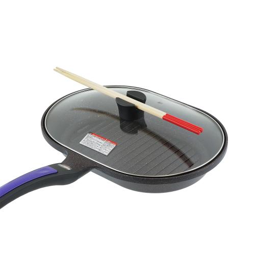 ＜ベストコ＞ヴォランテネオフィッシュ&グリルパン　IH　ガラス蓋付