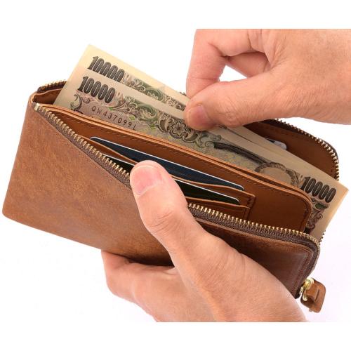 ＜池之端銀革店＞プエブロレザー・L字ファスナー長財布