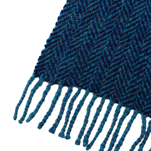 ＜みちのくあかね会＞ホームスパン ショートマフラー ブルーミックス