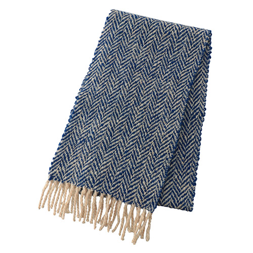 ＜みちのくあかね会＞ホームスパン ショートマフラー ブルーミックス