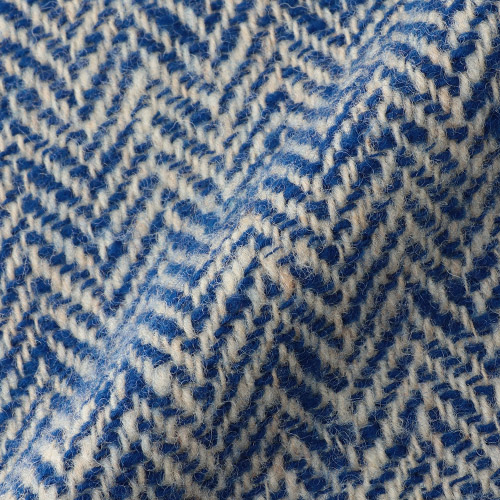 ＜みちのくあかね会＞ホームスパン ショートマフラー ブルー×ベージュ