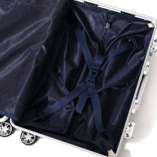 ＜TAKEO KIKUCHI＞ ワンプッシュロック機能 フレームハードキャリー ポリカーボネイト100％ アルミ製コーナーパット アルミフレーム 36L／ﾈｲﾋﾞｰ