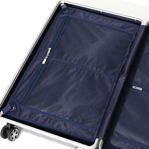 ＜TAKEO KIKUCHI＞ ワンプッシュロック機能 フレームハードキャリー ポリカーボネイト100％ アルミ製コーナーパット アルミフレーム 65L／ﾈｲﾋﾞｰ