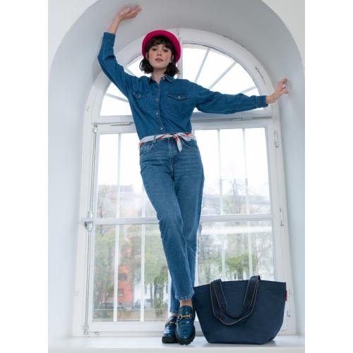 ＜Reisenthel＞ショッパーM ヘリンボーン ダークブルー