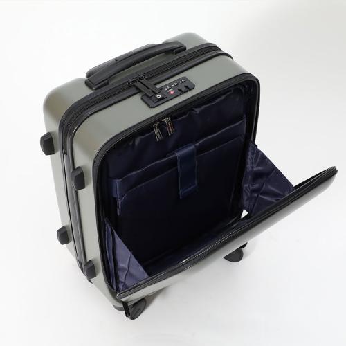＜TAKEO KIKUCHI＞ 前輪ストッパー フロントオープン機能 ジッパーハードキャリー ポリカーボネイト100％ 32L