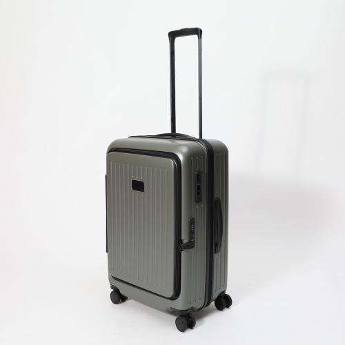 ＜TAKEO KIKUCHI＞ 前輪ストッパー フロントオープン機能 ジッパーハードキャリー ポリカーボネイト100％ 65L(+5.8L)