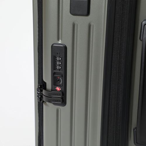 ＜TAKEO KIKUCHI＞ 前輪ストッパー フロントオープン機能 ジッパーハードキャリー ポリカーボネイト100％ 65L(+5.8L)