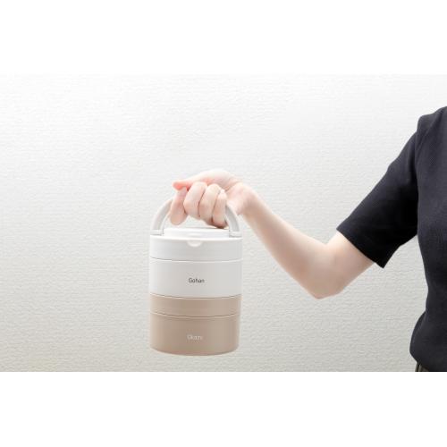 ＜ベストコ＞つながる保温弁当箱　ハンドル付き　700mL