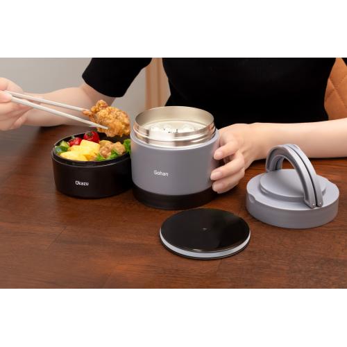 ＜ベストコ＞つながる保温弁当箱　ハンドル付き　850mL