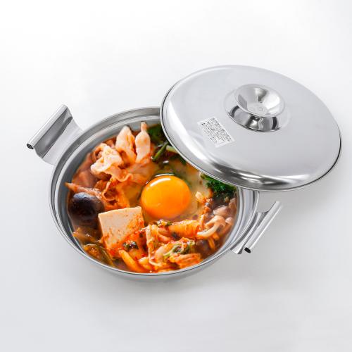 ＜ベストコ＞ステンレスIHひとり用鍋　浅型17cm　蓋付き