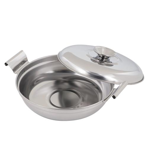 ＜ベストコ＞ステンレスIHひとり用鍋　浅型17cm　蓋付き