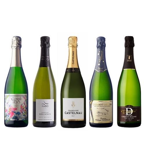 【送料当社負担】ビジネスクラス採用シャンパーニュ入り！シャンパン製法スパークリングワイン フランス周遊5本セット