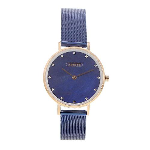 ＜アビステ＞ラウンドフェイスメッシュベルト腕時計