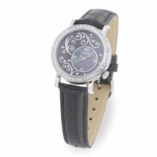 ＜アビステ＞ラウンドフェイスボタニカルモチーフベルト腕時計/9160025