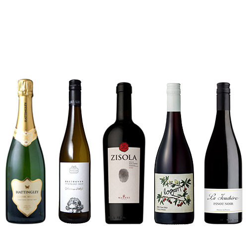 【送料当社負担】＜A-styleソムリエ厳選＞ワインの表現を学ぶ！「エレガント」な赤白泡ワイン5本セット