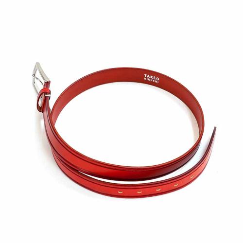 ＜タケオキクチ＞イタリアレザー一枚革　ビジネスベルト