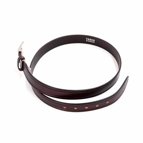 ＜タケオキクチ＞イタリアレザー一枚革　ビジネスベルト