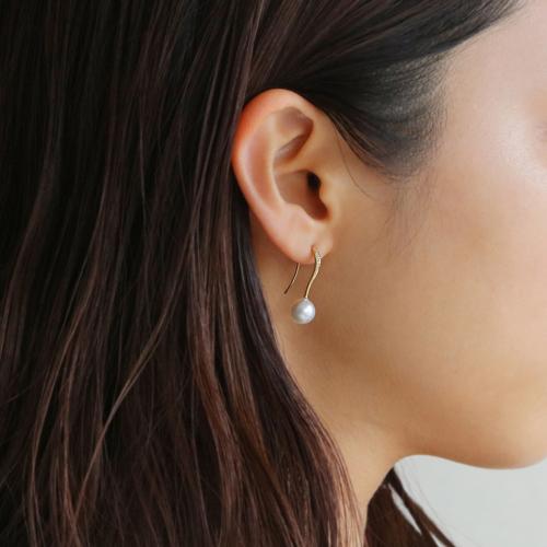 ＜HASUNA＞Bless ピアス ロング あこやパール